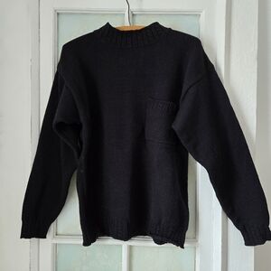 Yarnworks Black Chunky Knit Mock Neck Sweater Small